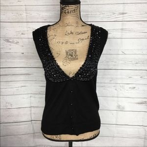 Chelsea & Theodore Embellished Vest Black **